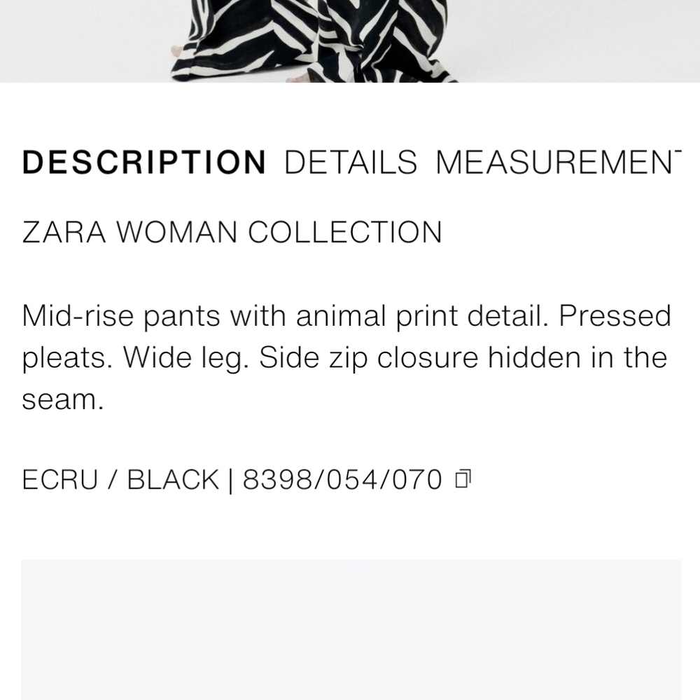 Zara Black Satin Top with Black & White Zebra Wide-Leg Pants - Picture 5 of 8